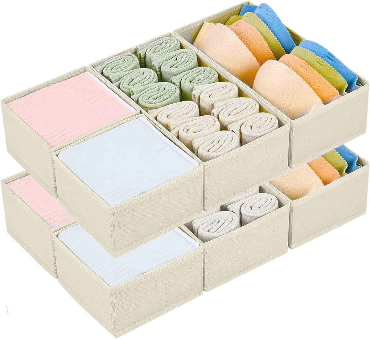 Lade-opbergsysteem en organizer voor kledingkasten - beige, 8 stuks