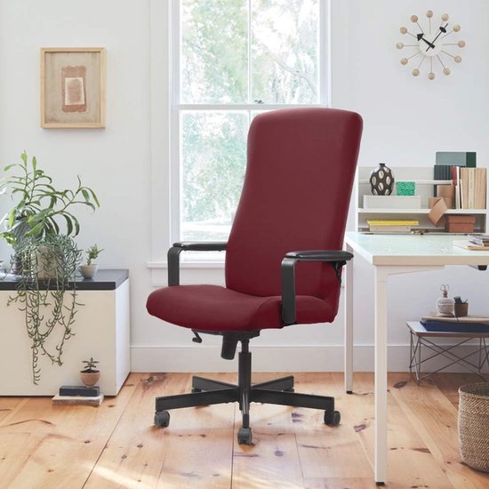 Elastische Bureaustoelhoes Set van 2 - Moderne Stoelbekleding voor Draaistoelen - Wasbaar en Duurzaam - Wijnrood — afbeelding 2