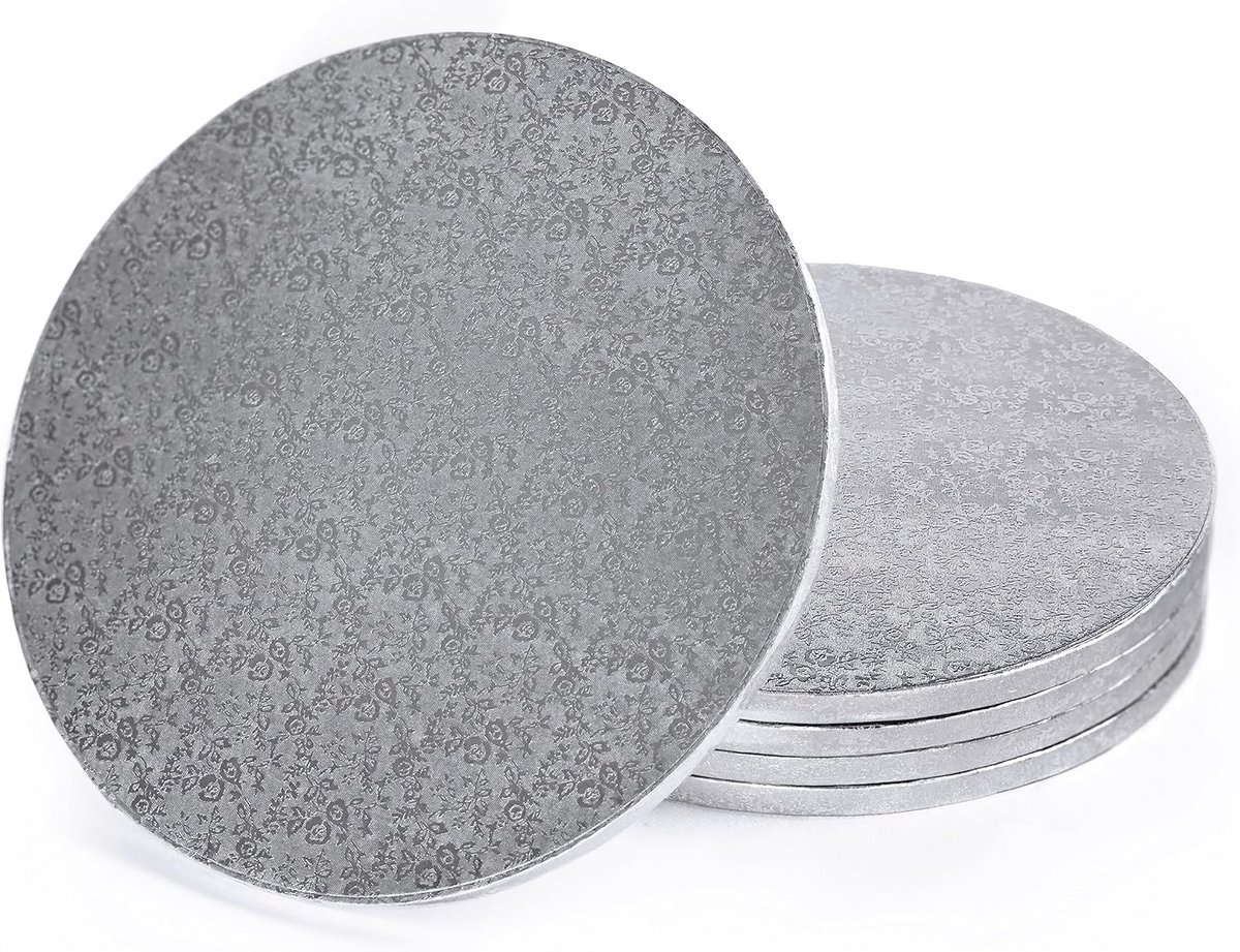 Taartdrums - 12 mm - Ø 34 cm - zilver - 4 stuks - sterke en stabiele taartplateau