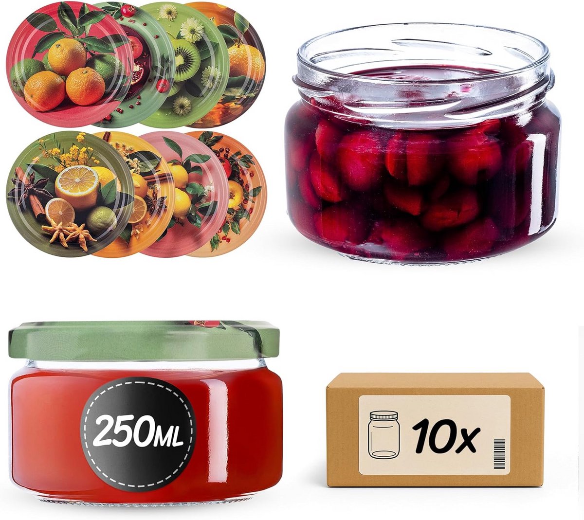 Kleine Inmaakpotjes van 250 ml met Deksel - Ideaal voor Jam, Honing en Specerijen