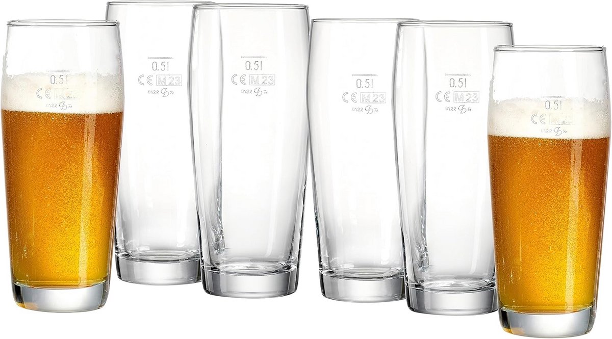 Bierglazenset 6-delig 500 ml – Ideaal voor Pils, Water en Sap