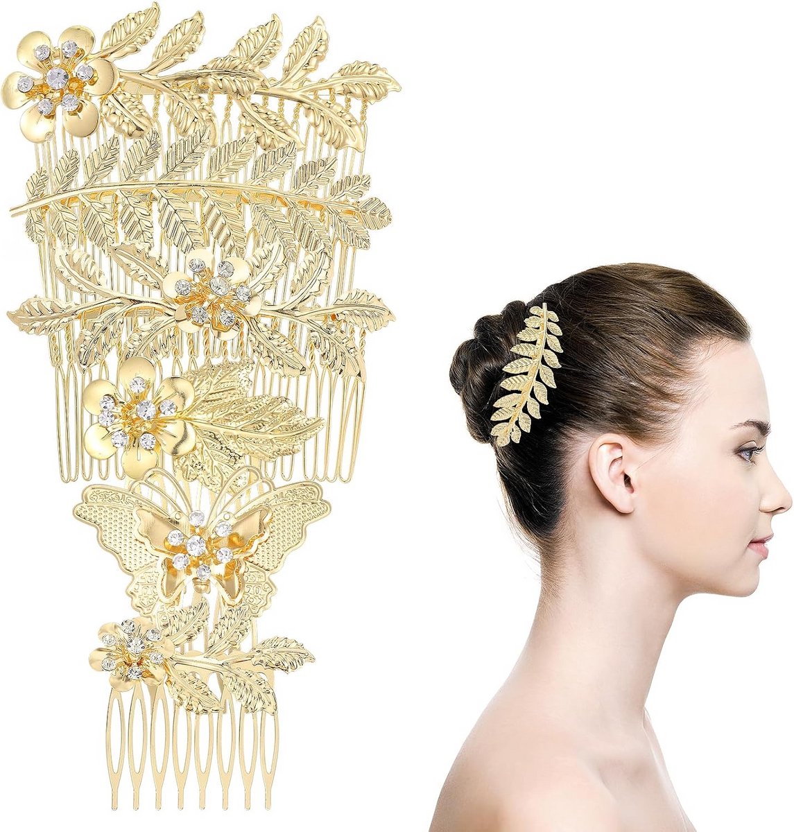 Gouden haarkammen met strass - 6 stuks voor bruiloften en haaraccessoires