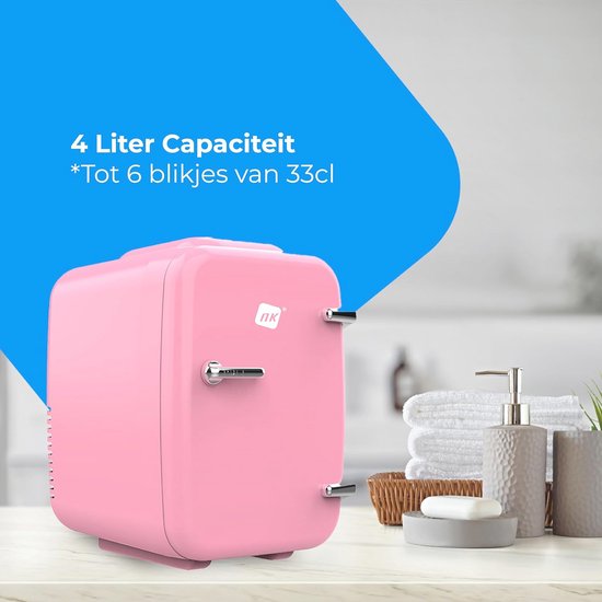 Draagbare Mini Koelkast 4 Liter - Koelen en Verwarmen, Voor Cosmetica en Frisdranken, Roze — afbeelding 5