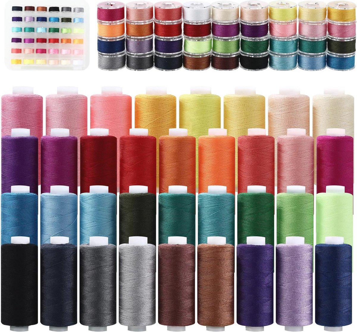 72 Stuks 400 Meter Polyester Naaigaren Set met 36 Kleuren - Ideaal voor Overlockmachines