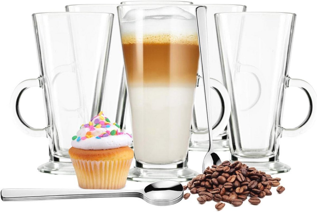 Set van 6 Latte Macchiato Glazen - Vaatwasmachinebestendig, 280 ml