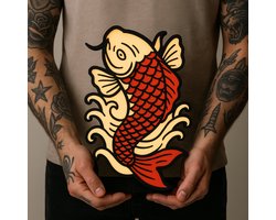 Tattoo Lightbox Japanse Vis – LED Lamp & Wanddecoratie – Origineel Cadeau voor Tattoo Liefhebbers | Leeslampje Kinderen | Cadeau Jongen, Meisje of Baby | Muur Decoratie Kunst Kinderkamer Babykamer | Origineel Kraamcadeau of Geboorte Cadeau -