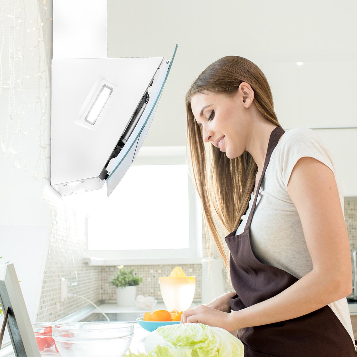 Klarstein Clara 90 Afzuigkap - Glas - 509 M³/H - Touch Bediening - Sfeerlicht - Wit