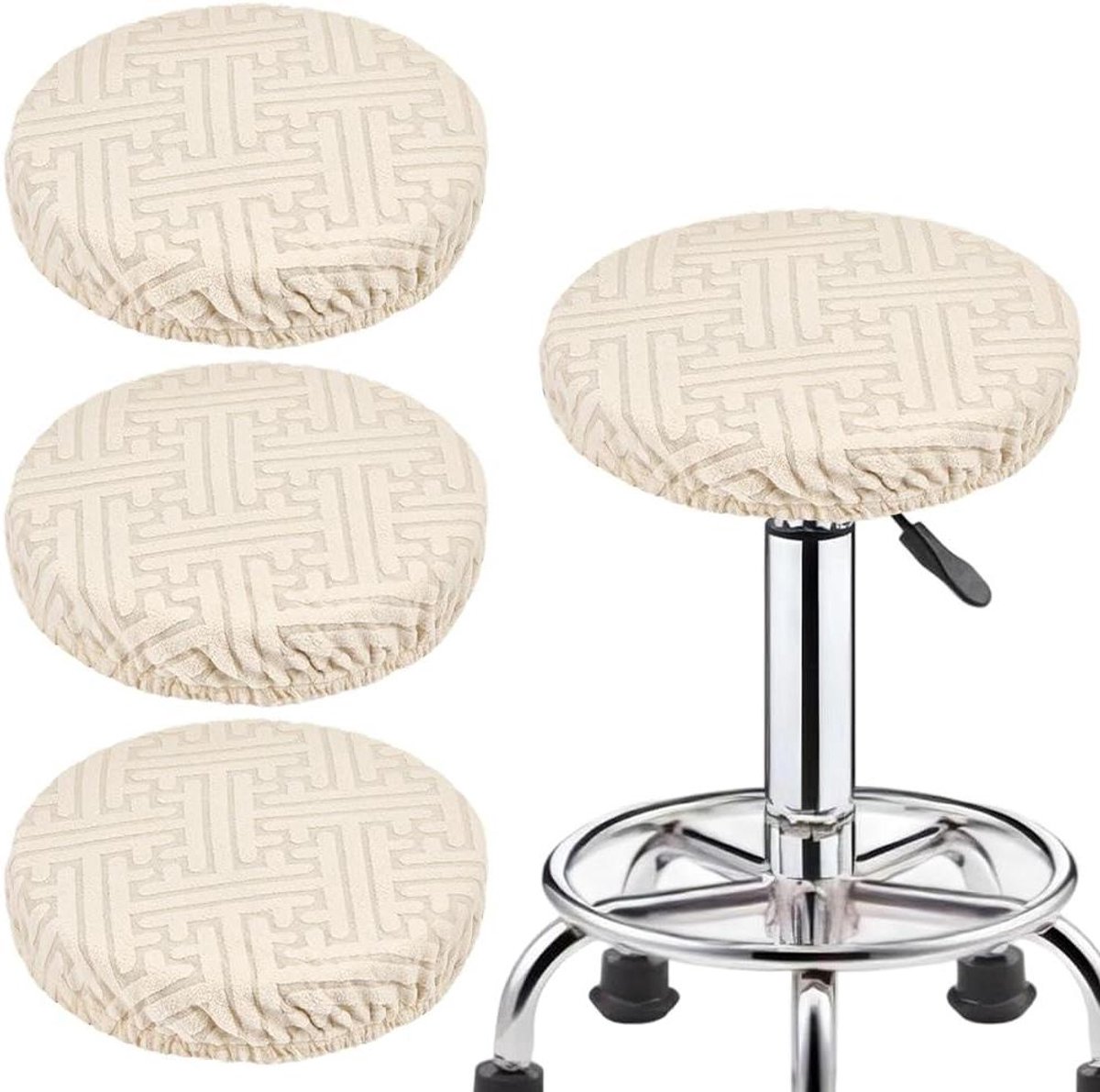 Allecta - Ronde kruk covers 31,5 cm - Antislip - Wasbaar - Elastische kussenhoes - Bar kruk - Seat cover - Keuken - Salon - Cornsilk kleur