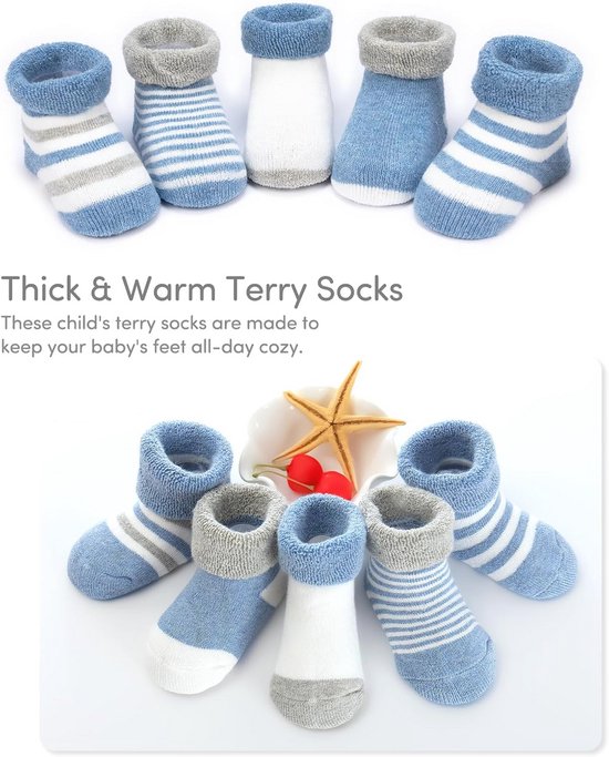 Warm thermosokken voor baby's - 5-pack katoen van Merkloos — afbeelding 4