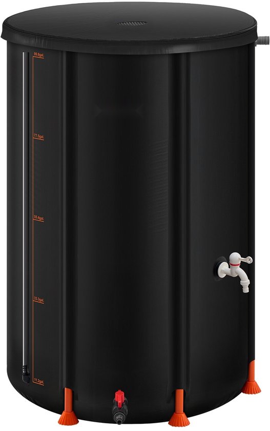LILIIN 750 l regenton regenton opvouwbare regenwatertank, waterreservoir met afvoerventiel, pvc waterreservoir, incl. waterinlaatrooster, 198 gallon, donkergroen
