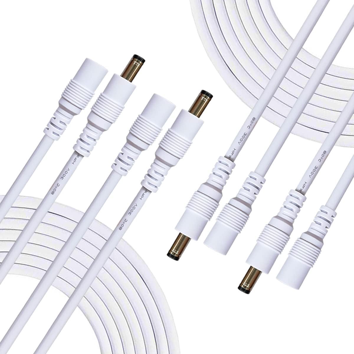 4pcs 1m DC-verlengkabel 5,5 mm x 2,5 mm voor Voedingsadapter en CCTV-camera - Wit