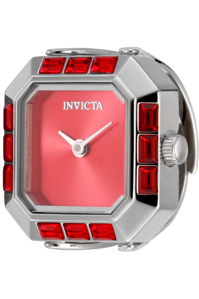 Invicta Mini - Ring 49582 Dames Horloge - Waterdicht - Analoog - Quartz Uurwerk - Roestvrij Staal met rode Wijzerplaat - mm