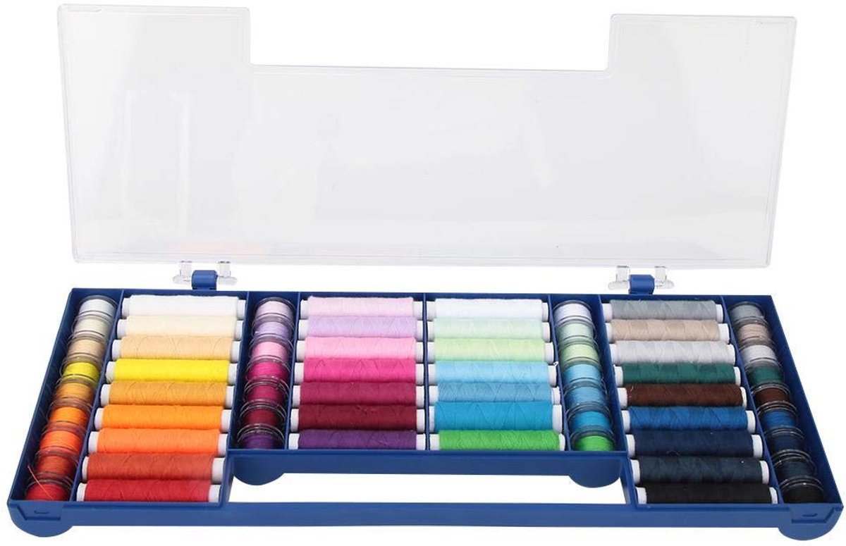 IMPERATORIS® Naaigaren voor Naaimachine – Naaigaren Set / Naai Garen – Garen Set in Naaigarenbox – Naaigaren Box / Doos – Naaigaren Kit – Complete Naai Set - set van 64