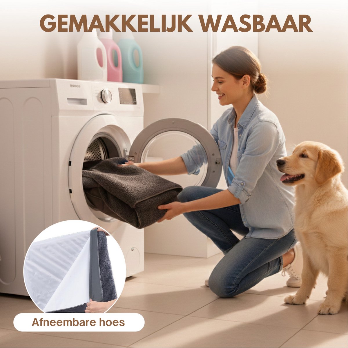 Pebble Orthopedisch Hondenkussen 75x50 cm - Hondenmand & Benchkussen - Dierenkussen - Voor Kleine tot Middelgrote Honden - Hondenbed – foto 4