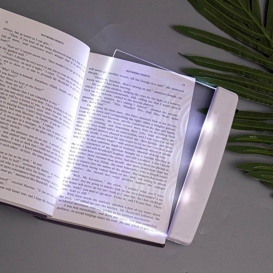 Platte LED-leeslamp voor thuis, ideaal om 's nachts in bed te lezen, heldere LED-paginaverlichting, bladwijzerverlichting voor leesdoeleinden, draadloos (wit) — afbeelding 2