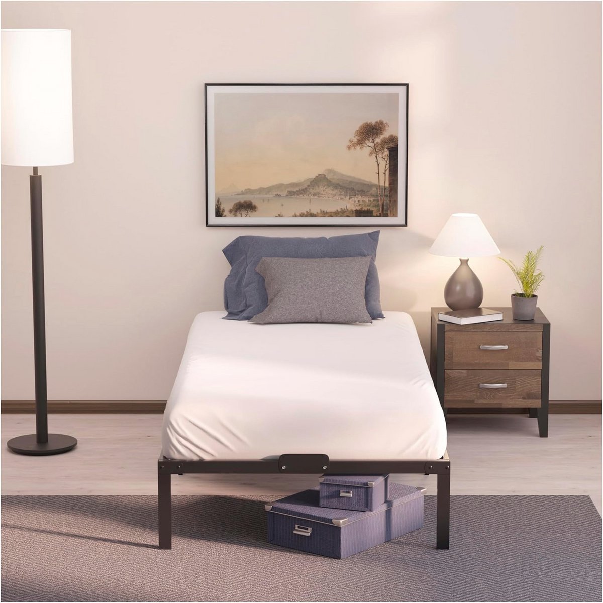 Metalen Bedframe 90x200 met Lattenbodem - Hoogte 45 cm - Eenvoudige Montage en Veel Opberg