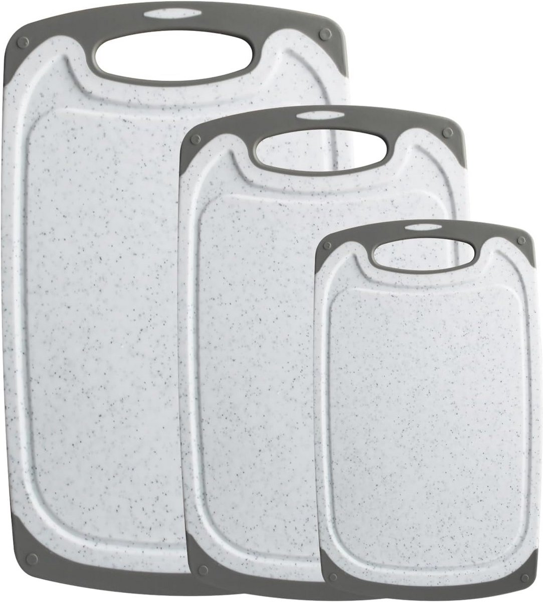 3-delige BPA-vrije kunststof snijplankenset met antislip en Easy-Grip handgrepen