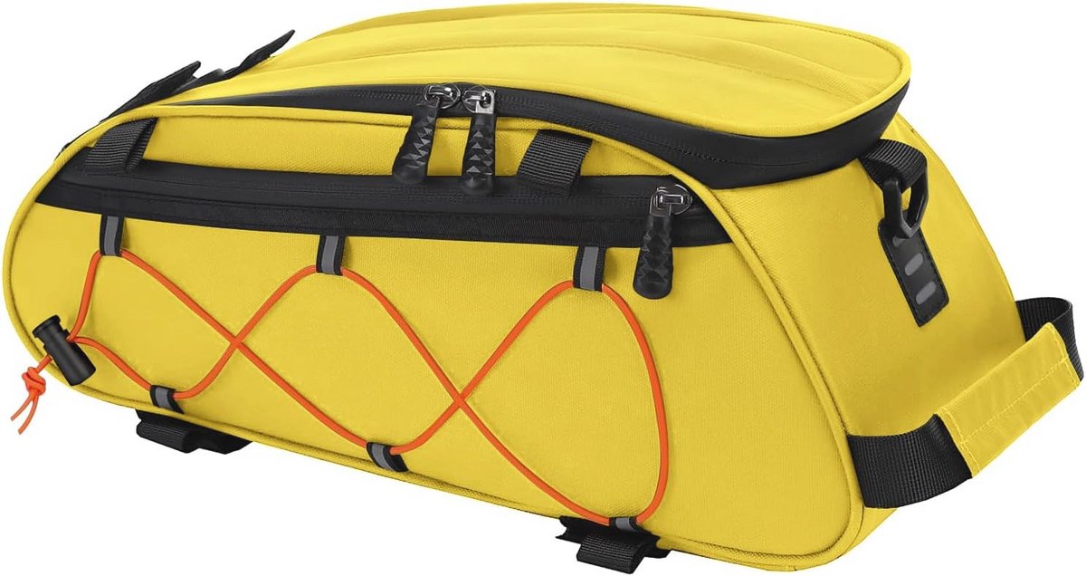 Fiets Rack Tas met 2 Verwijderbare Tassen, Waterdichte Fiets Tas, Koeltas, Geïsoleerde Achterzit Tas, Fietsopslag, Zadel Schoudertas, Luggage Bag, Geel