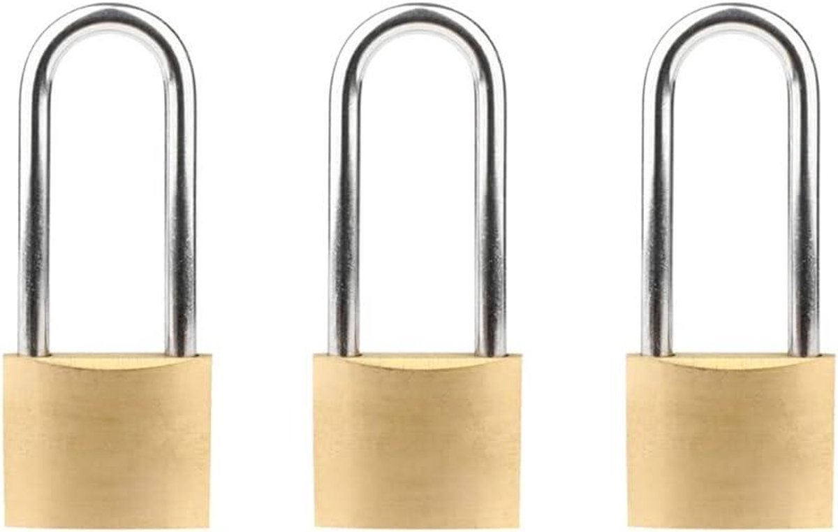 Allecta - Messing hangslot met sleutels, Heavy Duty Hangsloten voor Reizen, Gym en Garage - 50mm - Set van 3