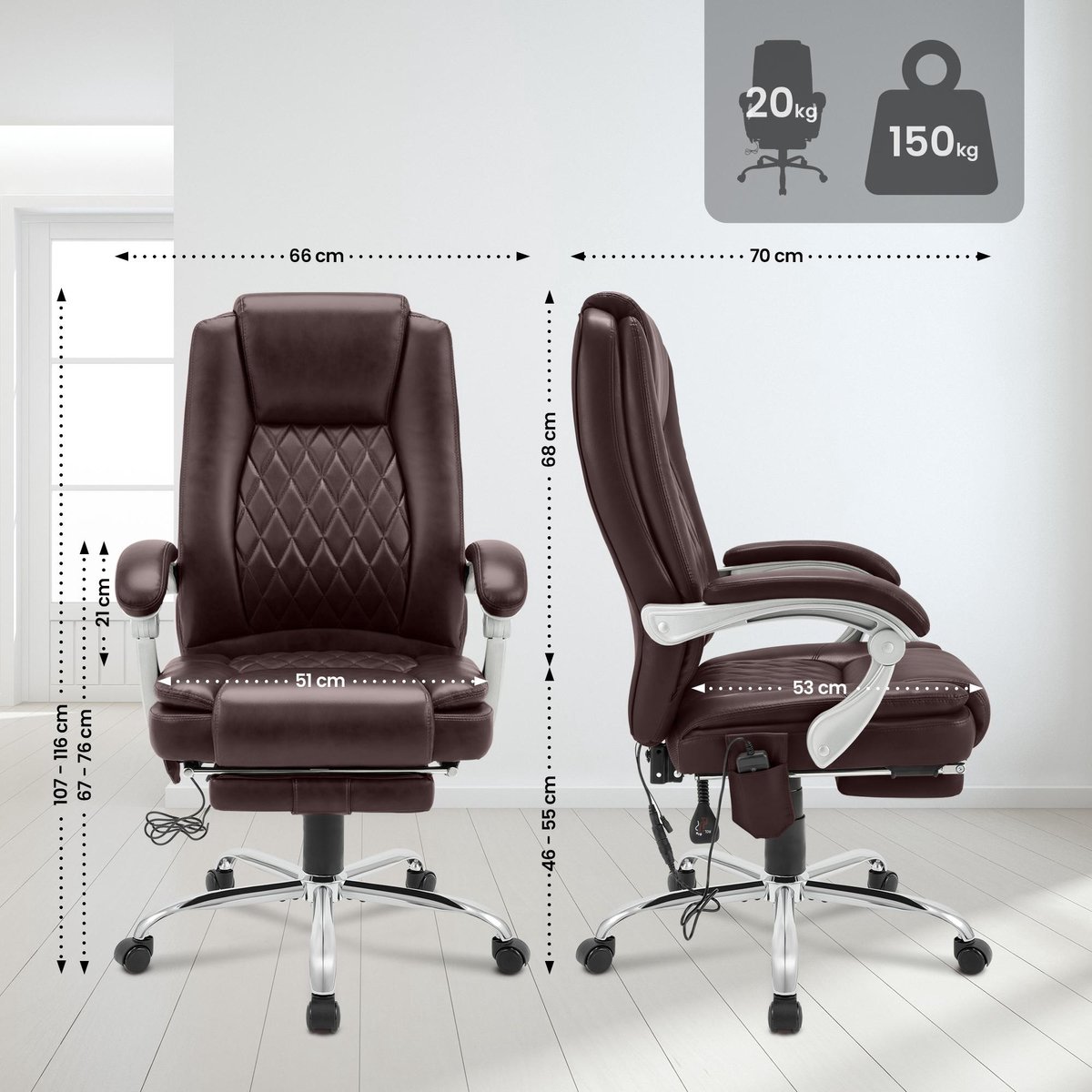 CLP Rubia Ergonomische Bureaustoel met Massagefunctie en Verwarming - afbeelding 2