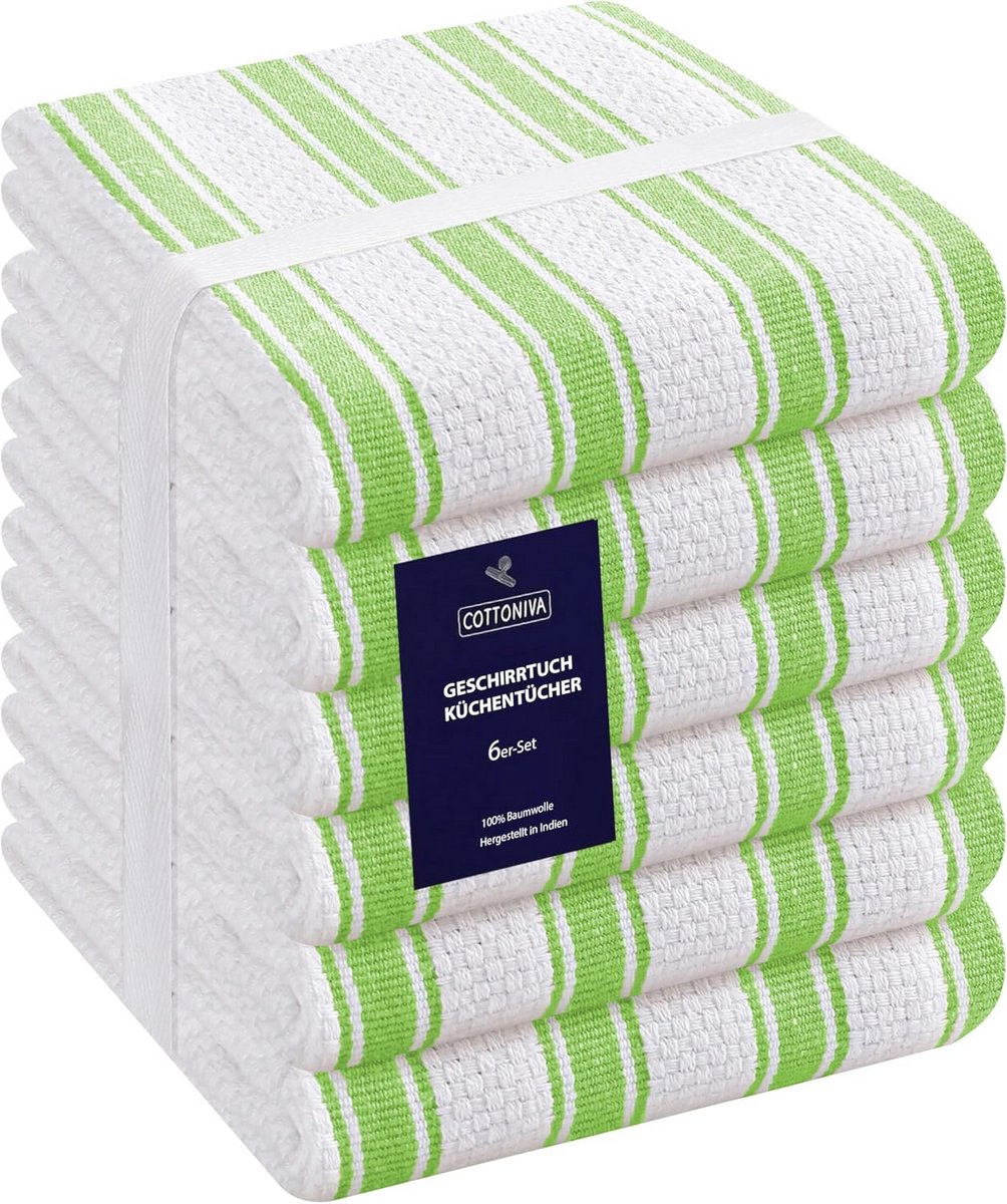 Premium Keukenhanddoeken Set van 6 - 100% Katoen, Absorberend en Sneldrogend - 40,6 x 66 cm