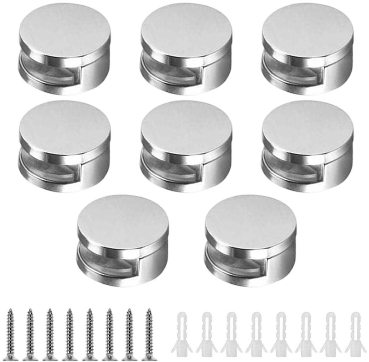 Spiegelklemmen - Ronde Spiegelklemmen - Voor 4-7 mm Glas - 8 Stuks - Zilver