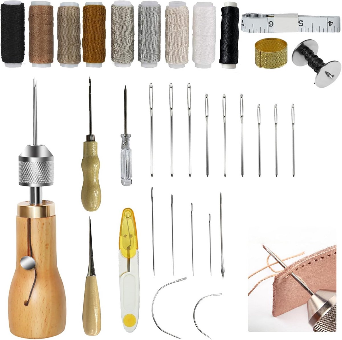 Naaiset van Leer voor Tapijtreparatie - DIY Couture en Reparaties