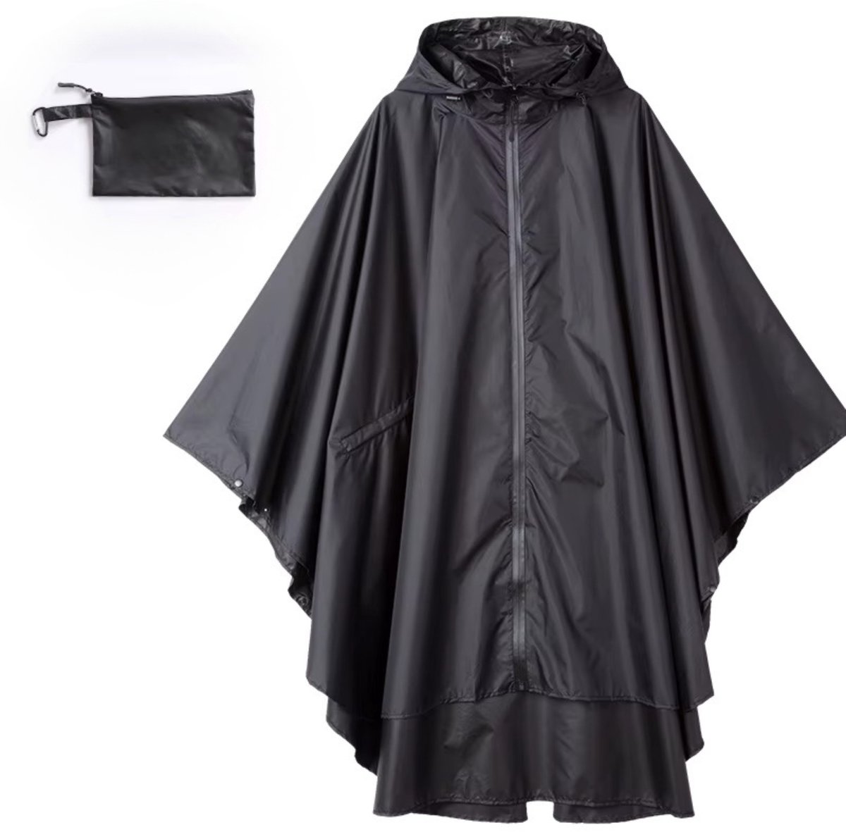 RAMBUX® Poncho - Waterdicht Regenpak - Regenjas met Capuchon - Zwart - One Size