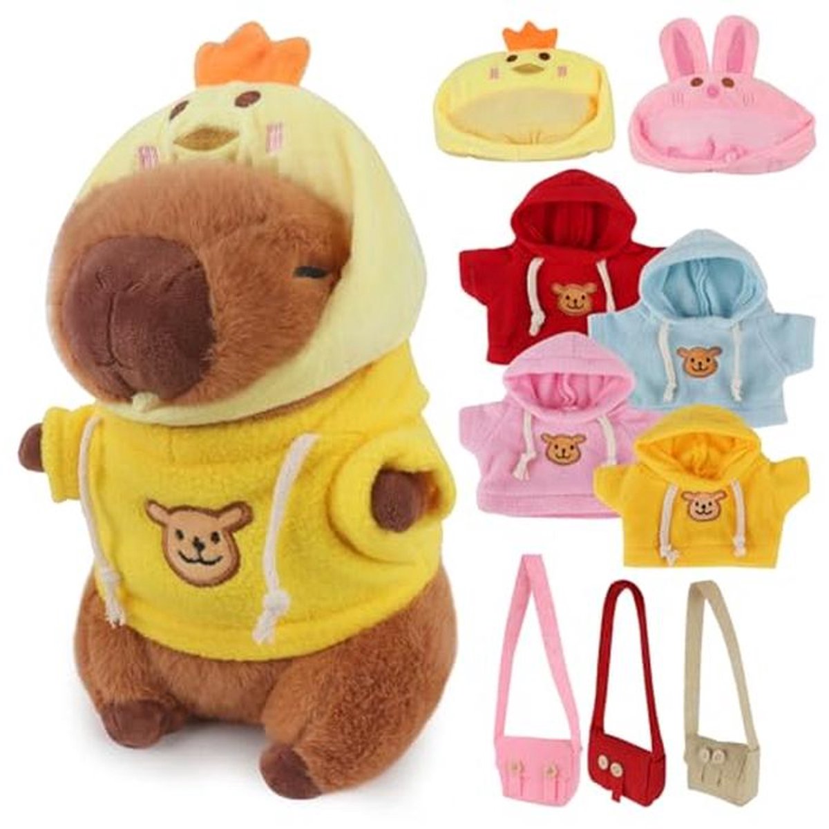 Schattig 23 cm Capybara Pluche Knuffeldier met Outfit en Accessoires voor Kinderen