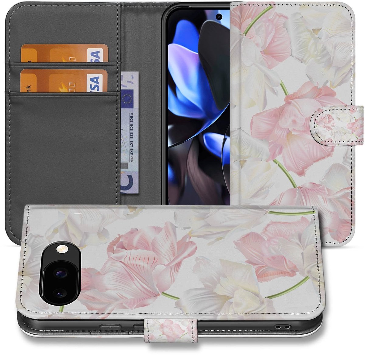 Book Case Hoesje Google Pixel 9a Lovely Flowers
