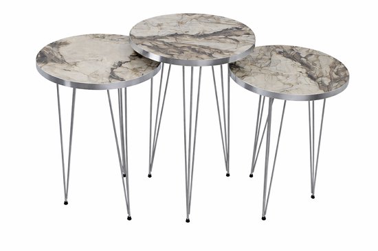 Table basse Sierra | Set de 3 Tables d' Set Or Jaune & Wit | Tables basses rondes | Tables basses rondes Set de 3 | Ensemble de table basse | Table basse Look Marbre | Table basse industrielle | Tables d'appoint | Table basse |