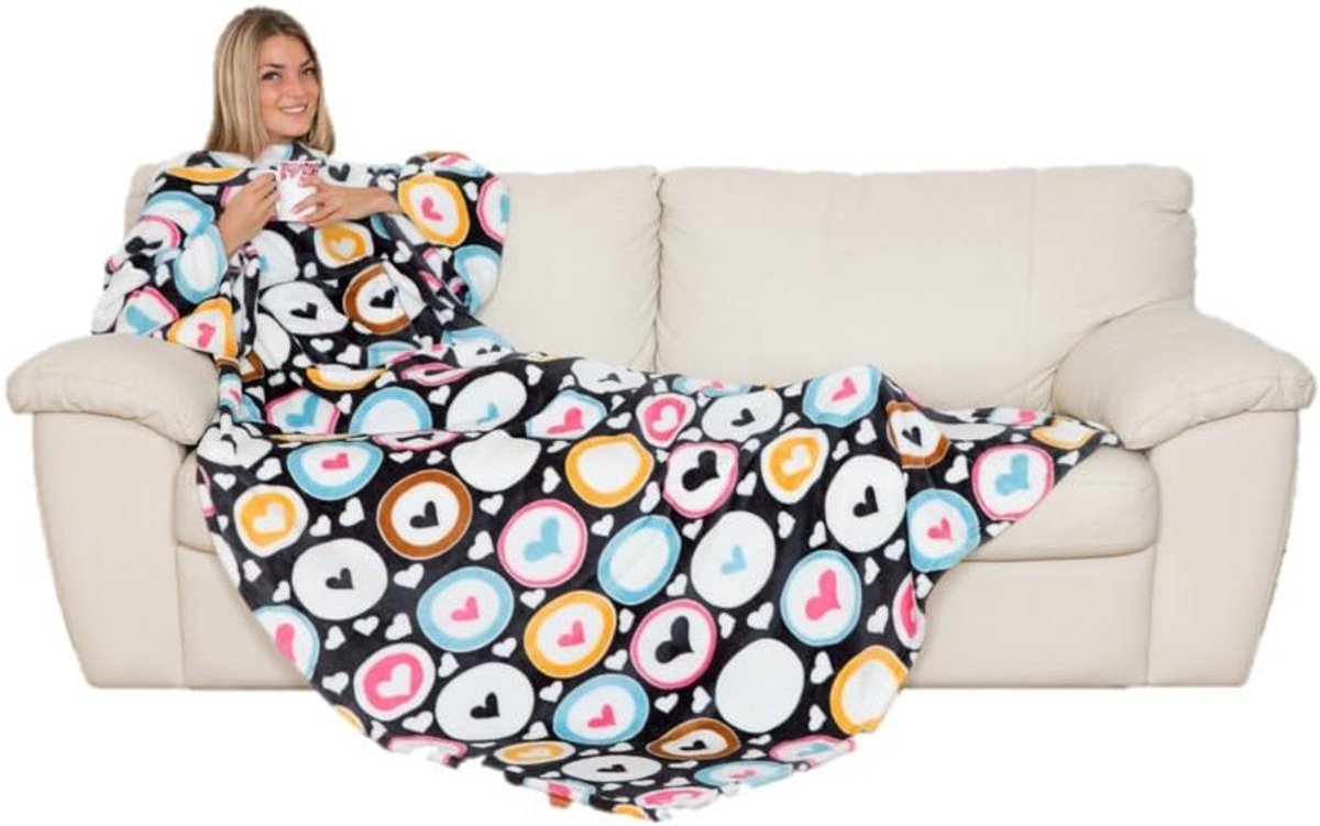 Zachte Fleece Deken met Mouwen en Buidelzak - Veelkleurige Opties voor Volwassenen 140 x 210 cm