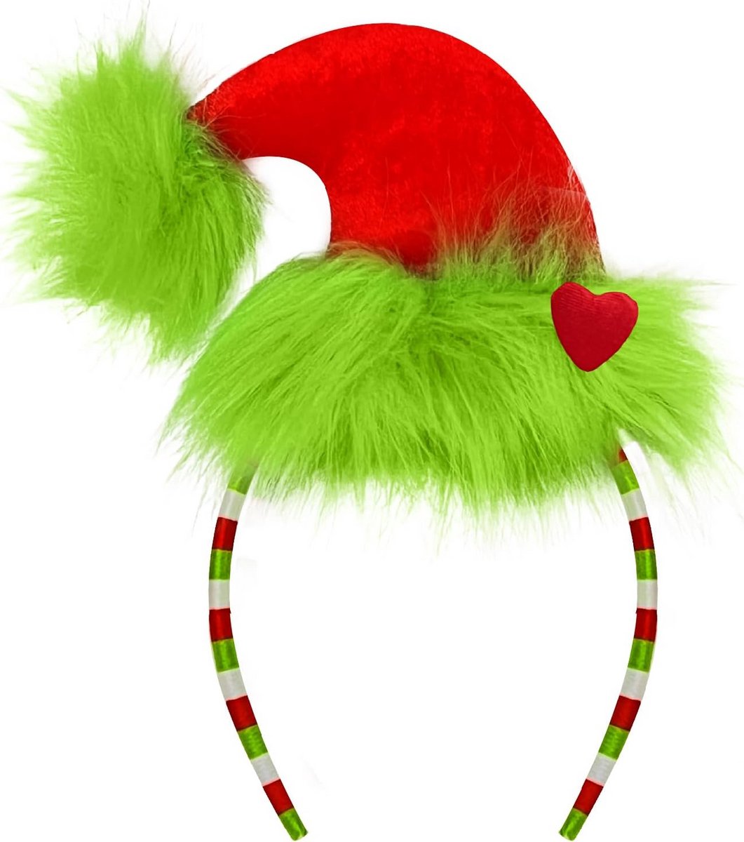 Harige Hoofdband met Rood Hart - Grappige Kostuum Accessoires voor Kerstfeest