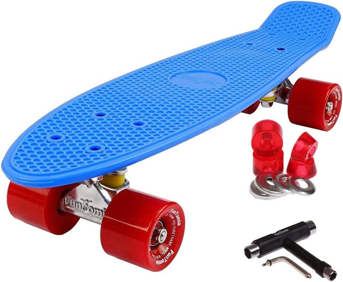 Kinderskateboard Cruiserboard Miniboard 57 cm met LED-lichtwielen Blauw