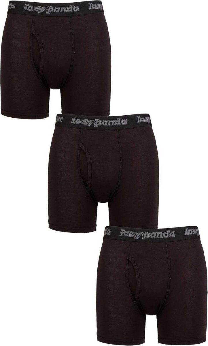 Bamboe Boxer Shorts voor Heren - Pack van 3, Zwart, XXL