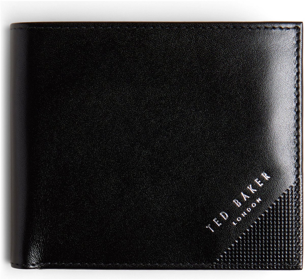 Ted Baker Leren portemonnee Prugs Embossed Corner Leather Bifold Coin Wallet Black zwart
