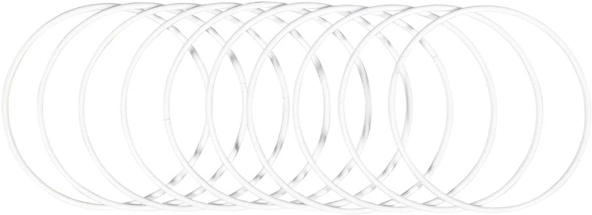 Metalen ringen voor knutselen, 10 stuks, diameter 15 cm, wit gecoat, 3 mm dik, ideaal voor decoraties en bloemschikken