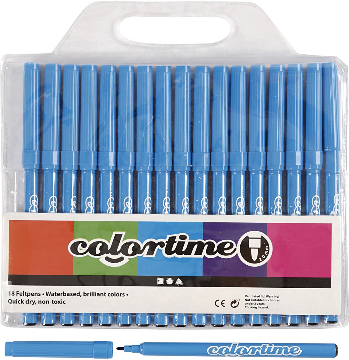 Colortime stiften, lijndikte 2 mm, lichtblauw, 18 stuk/ 1 doos