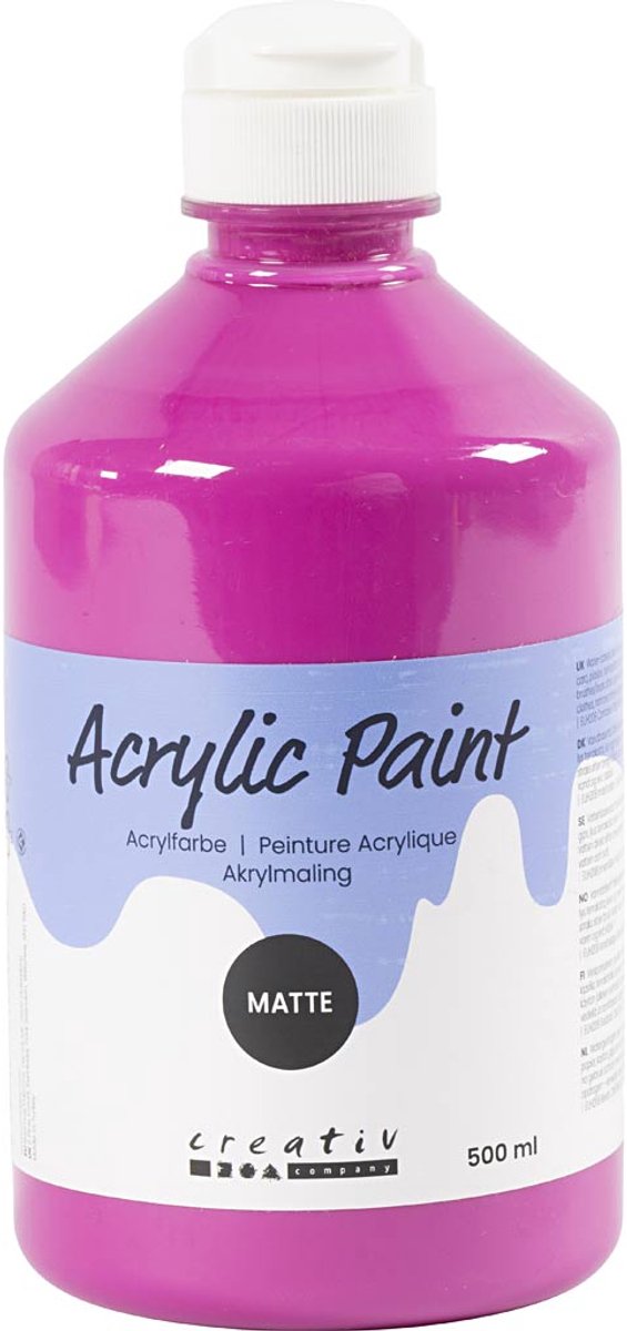 Acrylverf Mat, roze, 500 ml/ 1 fles