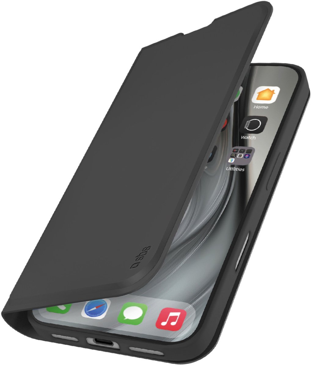 sbs mobile Wallet Smooth Flip cover Apple iPhone 17 Pro Max Zwart