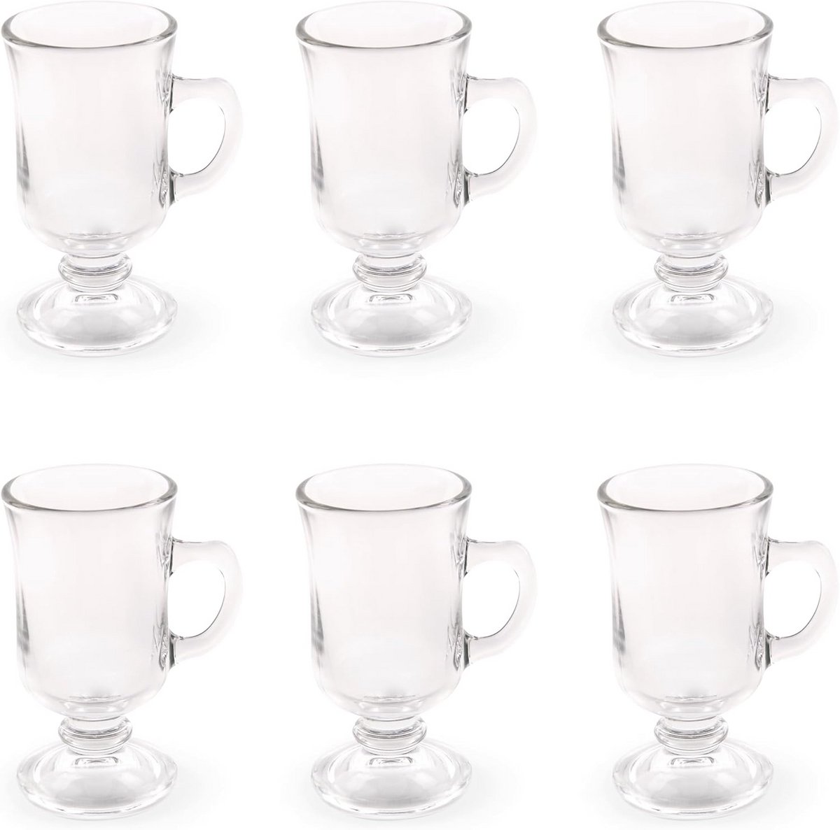 Set van 6 Elegante Ierse Koffiemokken van Glas - 120 ml