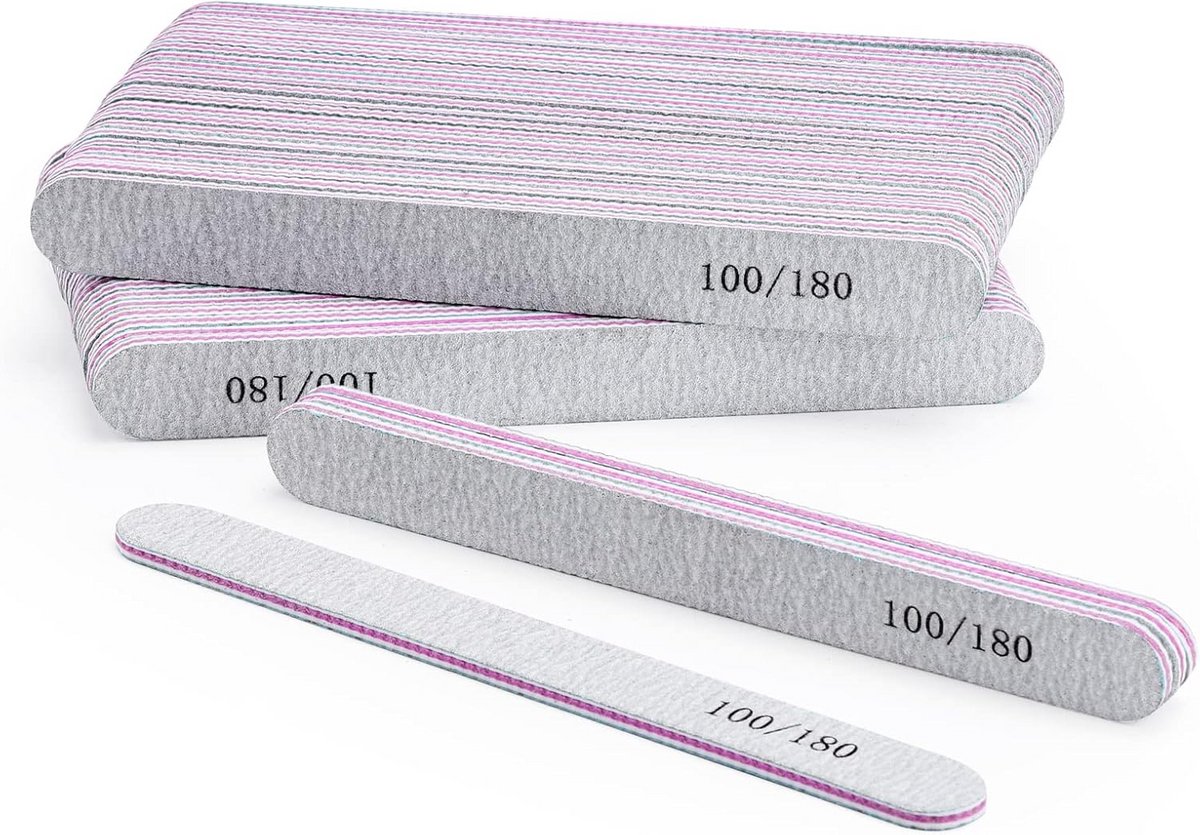 50 stuks herbruikbare nagelvijlen 100/180 voor acrylnagels