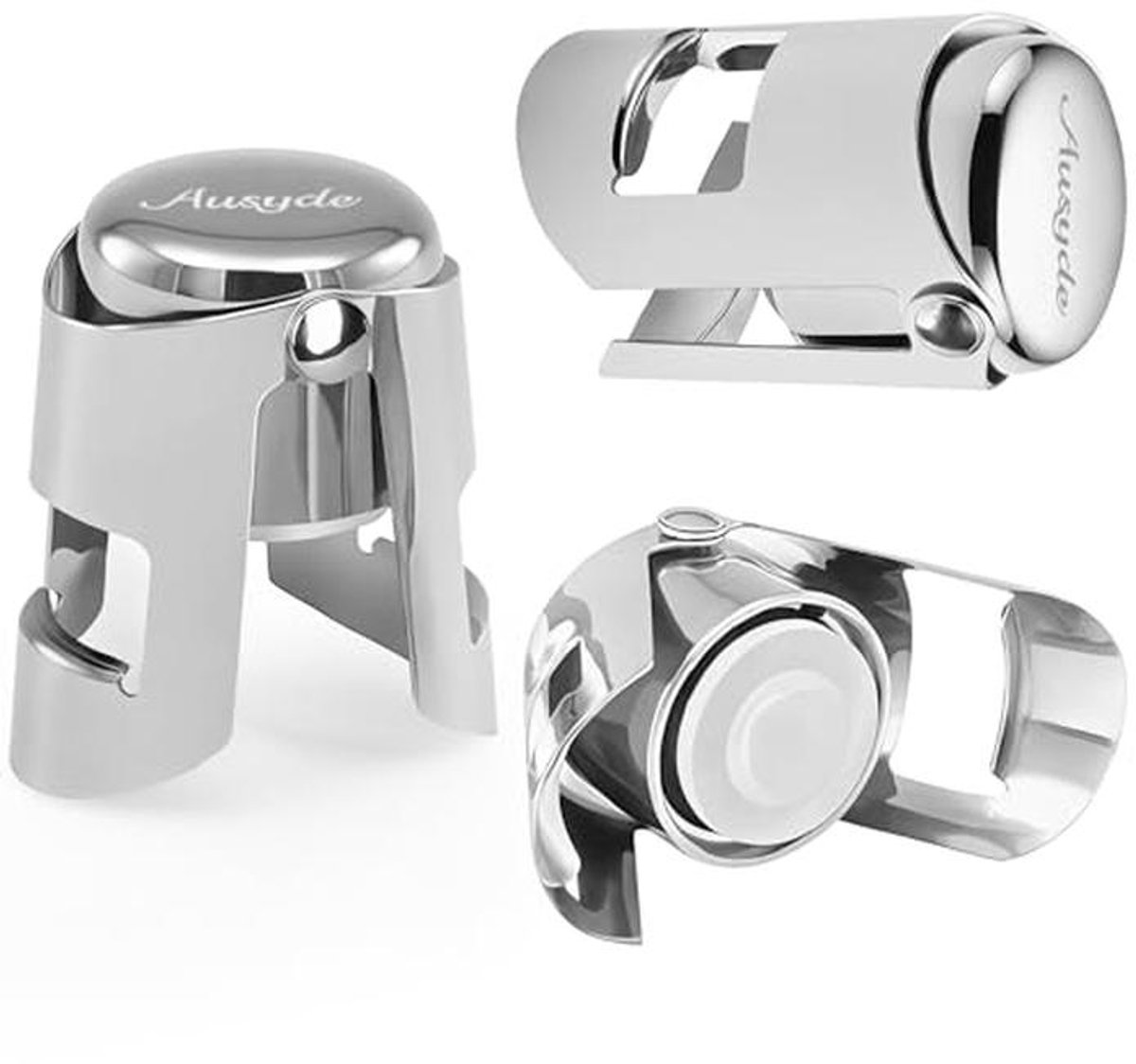 Champagne Stoppers Set - RVS Vacuümafsluiters voor Flessen - Pack van 3