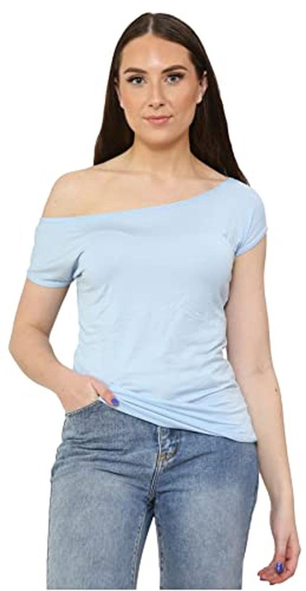 Off Shoulder Korte Mouw T-shirt voor Dames - Slim Fit Bardot Top Zomerstijl