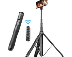 Famanu – Selfiestick statief 130 cm van aluminium, stabiel telefoonstatief voor video en live streaming