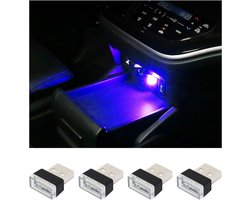 4-Pack USB Auto Sfeerverlichting - Plug & Play LED Nachtlampjes voor Interieur - Universeel Toegankelijk voor Elk Voertuig - rood+blauw