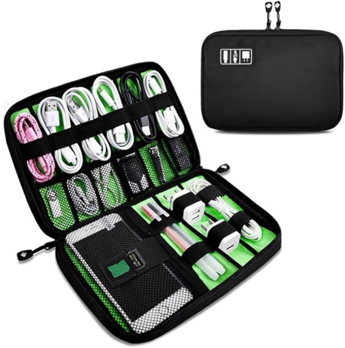 SCH® Kabel Organiser Tas - Organizer Tas - Zwart- 28cm x 20cm x 3cm