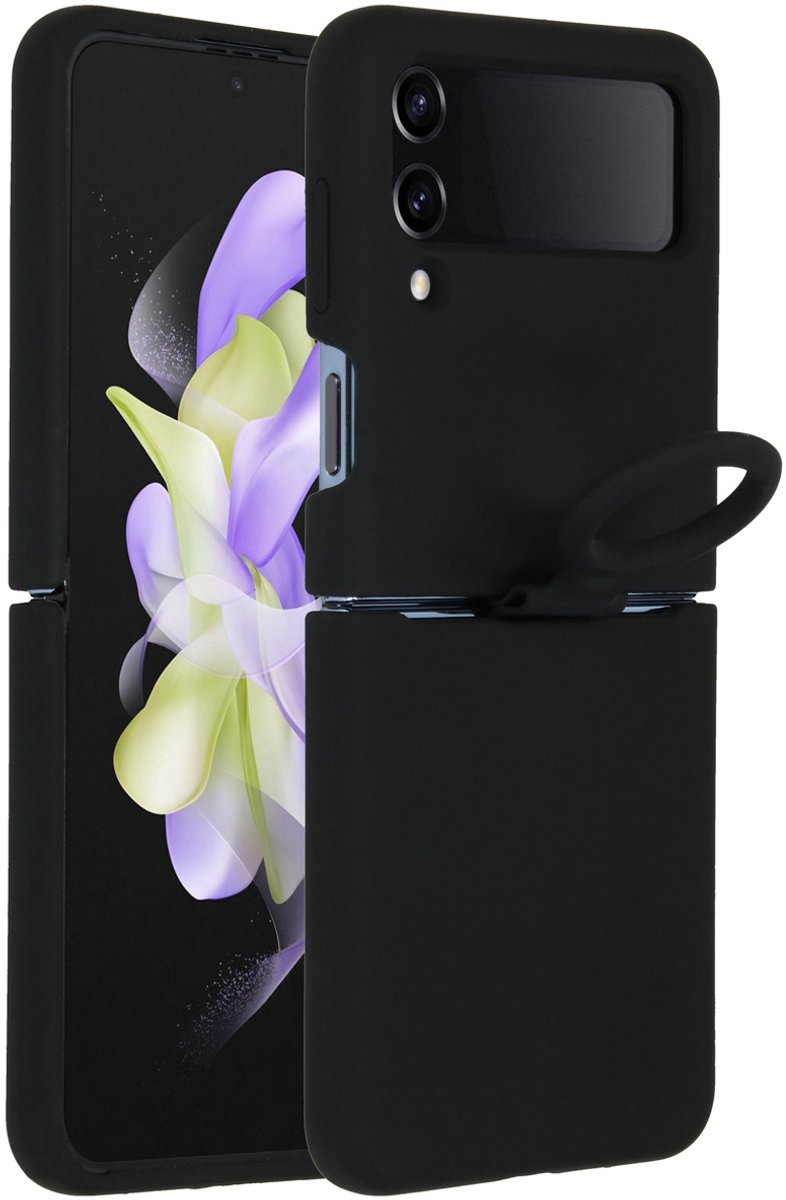 Accezz Hoesje - Geschikt voor Samsung Galaxy Z Flip 4 - Liquid Silicone Backcover - Zwart