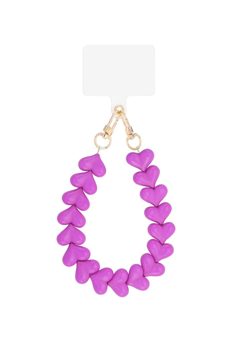 Bijoutheek Telefoonkoord Hartjes Fuchsia