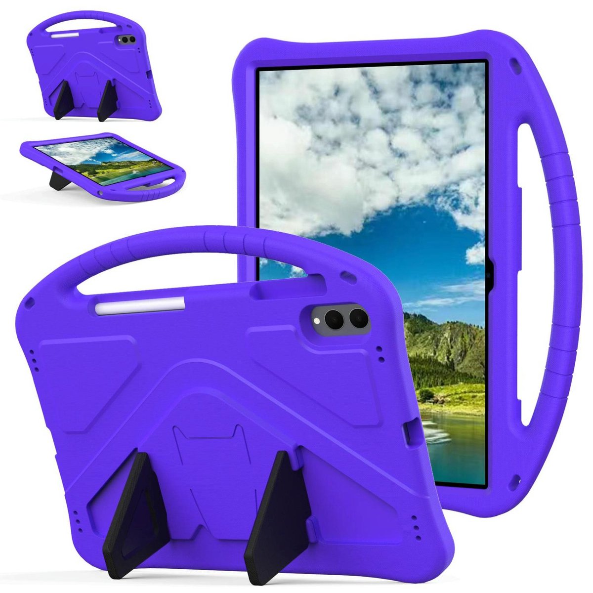 Mobigear Tablethoes geschikt voor Samsung Galaxy Tab S11 Ultra Hoes EVA Schuim | Mobigear AeroArmor Backcover + Stylus Houder | Schokbestendig Galaxy Tab S11 Ultra Telefoonhoesje | Anti Shock Proof + Standaard - Paars